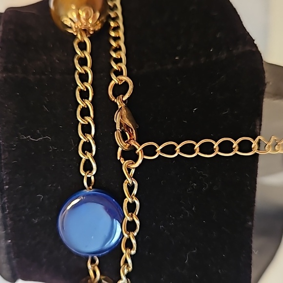 36"L Glass, Lucite, Metal & Stone Beads on Goldtone Chain w/ 3"Ext - Picture 7 of 8